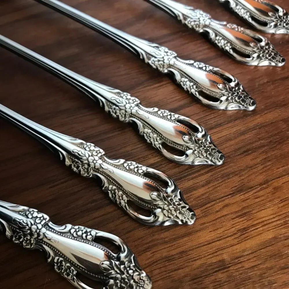 Oneida Distinction Deluxe Raphael 7.5” Long Iced Tea Spoons Flatware Set Of 6